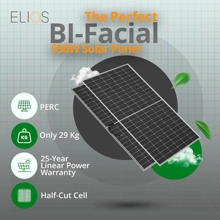 Elios Voltaic 550HC-BF | 550W Monocrystalline Bifacial Solar Panel