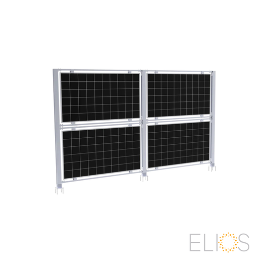 Elios AgriVoltaic Solar Fence – Durable Aluminum Vertical Support for 4 Panels (Model TP-VAS-4, 5 Year Warranty)