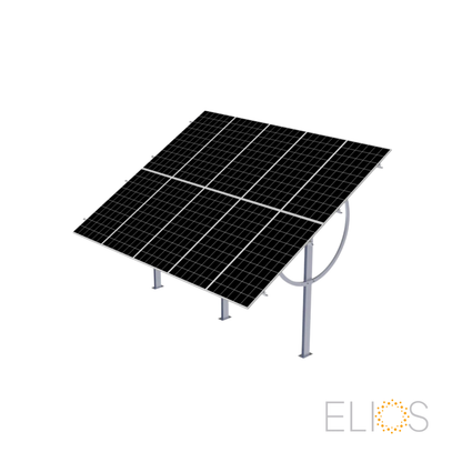 Elios Terra G10 – Adjustable floor mounting bracket for 10 panels (HDG steel, 25-55° tilt, 5-year warranty)