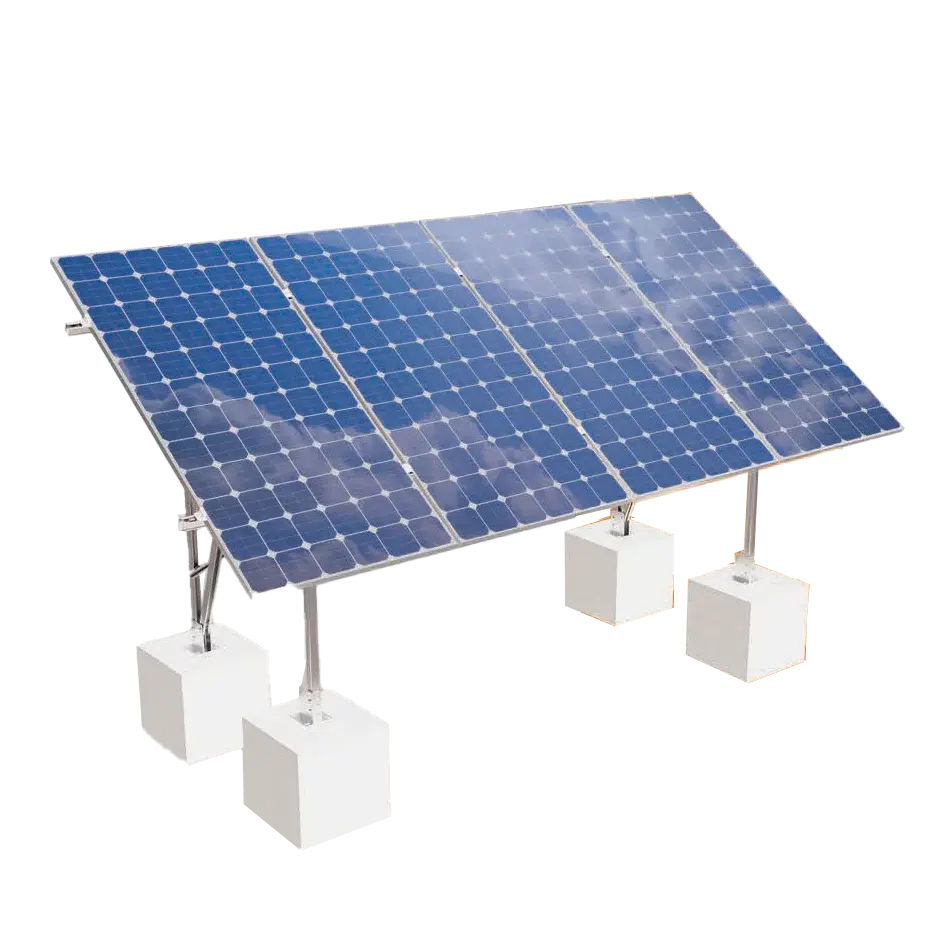 Elios Terra G4 – Système de montage au sol pour 4 panneaux 60/72 cellules (acier galvanisé + rails aluminium, 35°, garantie 5 ans) Elios